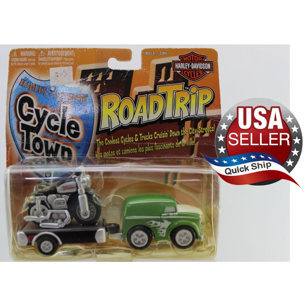 Harley Davidson Cycle Town Road Trip Delivery Truck Towing Trailer and Sportster